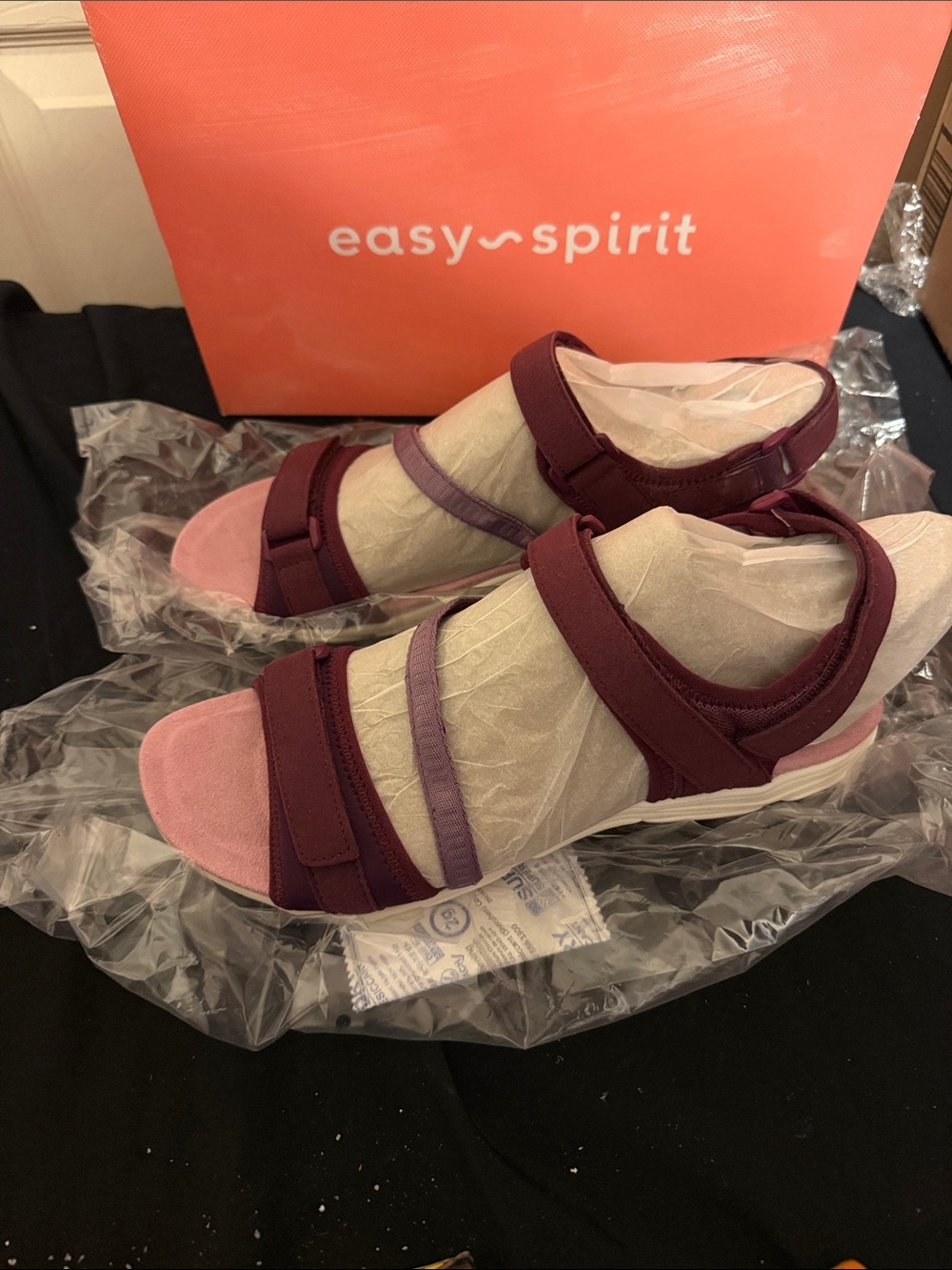 Easy Spirit Women’s Burgundy and Pink Strappy Comfort Sandal